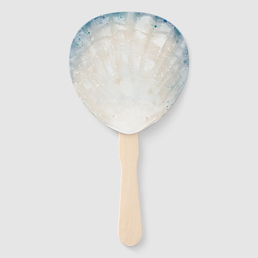 Elegant Monogram Waterverf Seashell rustiek strand Handwaaier (Achterkant)