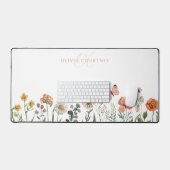 Elegant Monogram Waterverf Wilde bloem Floral Bureaumat (Keyboard & Muis)
