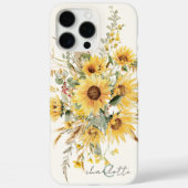 Elegant Monogram Waterverf Zonnebloem Boeket Case-Mate iPhone Case (Achterkant)