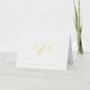 Elegant Monogram Weddenschap Hartelijk dank Gold F Folie Wenskaart