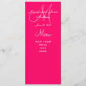 Elegant Monogram Weddenschap Menu Kaarten Hot Pink (Voorkant)