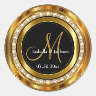 Elegant Monogram Weddenschap of Jubileum Design Ronde Sticker