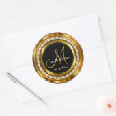 Elegant Monogram Weddenschap of Jubileum Design Ronde Sticker (Envelop)