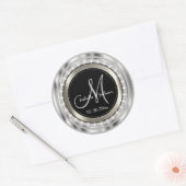 Elegant Monogram Weddenschap of Jubileum Design Ronde Sticker (Envelop)