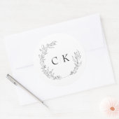 Elegant Monogram Wedding Classic Round Sticker (Envelop)