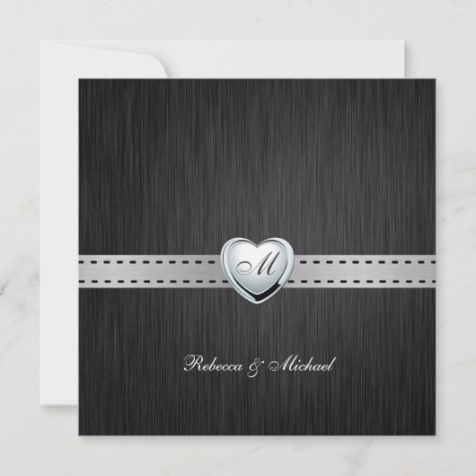 Elegant Monogram Wedding (met formulering) Kaart (Voorkant)