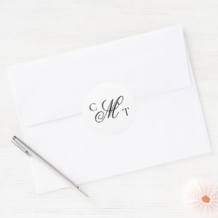 Elegant Monogram Wedding Suite Ronde Sticker