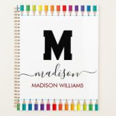 Elegant Monogram white black  Script Office School (Devant)