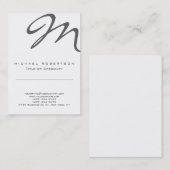 Élégant Monogram White Clean Carte de visite (Devant / Derrière)