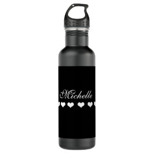 Elegant Monogram White Hearts Black Waterfles