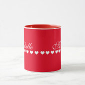 Elegant Monogram White Hearts Red Mok (Midden)