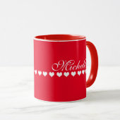 Elegant Monogram White Hearts Red Mok (Voorkant rechts)