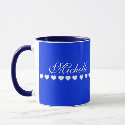 Elegant Monogram White Hearts Royal Blue Mok (Links)