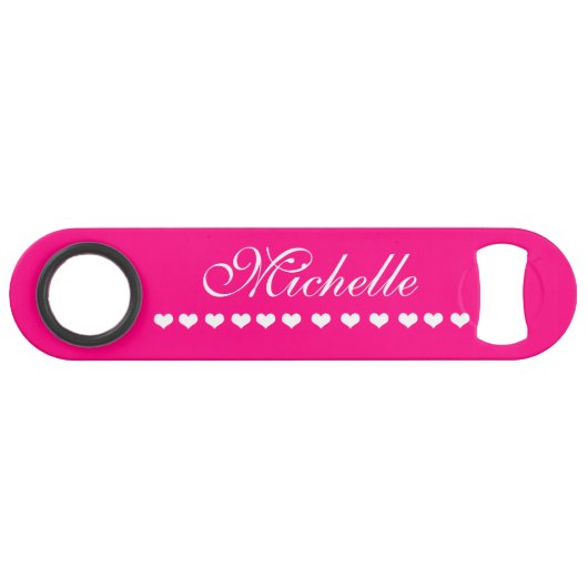Elegant Monogram White hoort helder roze Speed Flessenopener (Voorkant (Horizontaal))