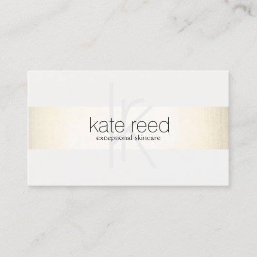 Elegant Monogram White Modern Gold Striped Visitekaartje (Voorkant)