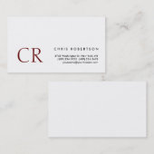 Elegant Monogram White Standard Size Visitekaartje (Voorkant / Achterkant)