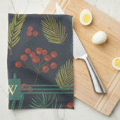 Elegant Monogram Winter Botanisch Theedoek (Quarter Fold)