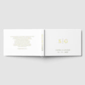Elegant Monogram Wit en Goud Bruiloft Gastenboek (Volledig)