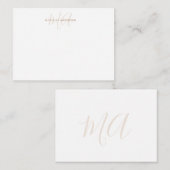 Elegant monogram wit goud notitiekaartje (Voorkant / Achterkant)