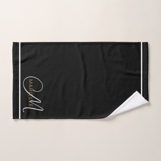 Elegant Monogram Wit Script Initiaal Gouden Naam Bad Handdoek (Handdoek)