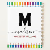 Elegant Monogram wit zwart Script Kantoor School Planner (Achterkant)