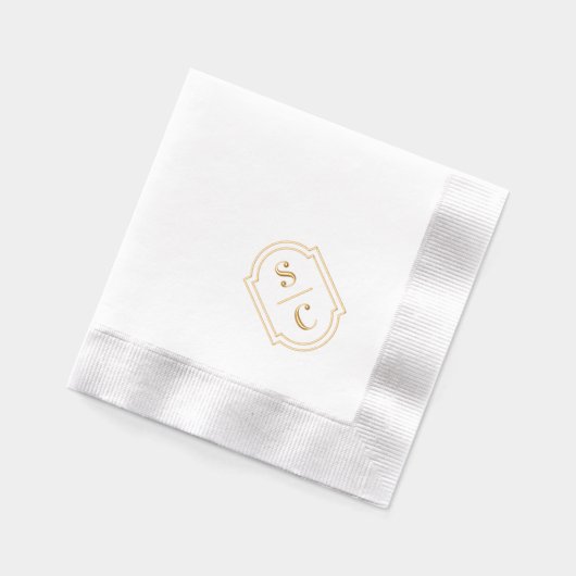 Elegant monogram witte bruiloft folie servetten (Links)