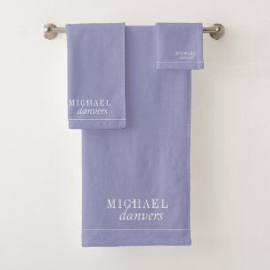 Elegant monogram witte naam lavendel bad handdoek