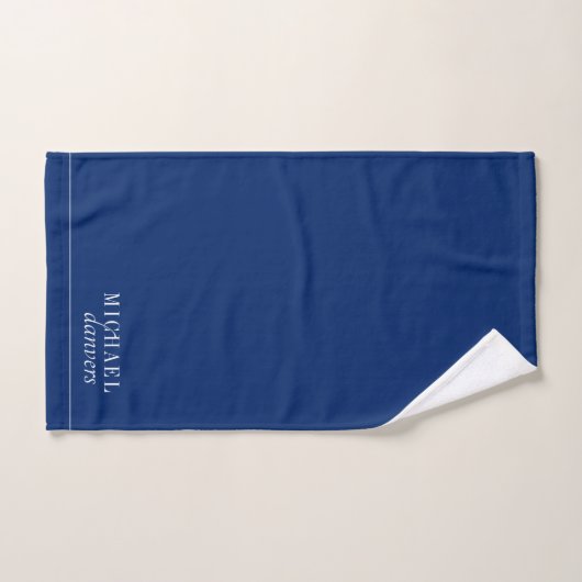 Elegant Monogram Witte Naam Marine Blauw Bad Handdoek (Handdoek)