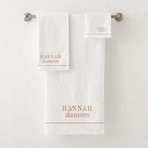 Elegant monogram Witte naam Roze Bad Handdoek