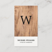 Elegant Monogram Wood Professional Visitekaartje (Voorkant)