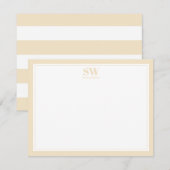 Elegant Monogram Yellow Border Minimalist Notitiekaartje (Voorkant / Achterkant)