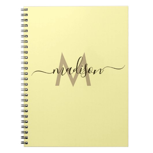 Elegant Monogram Yellow Script Office School Notitieboek (Voorkant)
