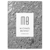 Elegant Monogram Zilver Bedrijf Klembord (Achterkant)