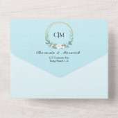 Elegant Monogram Zomer Strand Bruiloft Alles In Ee All In One Uitnodiging (Achterkant)