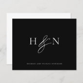 Elegant Monogram Zwart Bruiloft Dank u Kaart (Voorkant / Achterkant)
