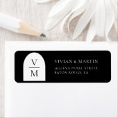 Elegant Monogram Zwart Bruiloft Retouradres Etiket (Insitu)