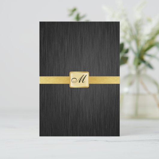 Elegant Monogram zwart en goud Hartelijk dank Bedankkaart (Staand voorkant)