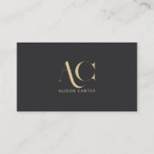 Elegant Monogram Zwart en Goud | Modern minimaal Visitekaartje (Achterkant)