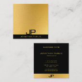 Elegant monogram zwart en gouden moderne Sjabloon Vierkante Visitekaartje (Voorkant / Achterkant)