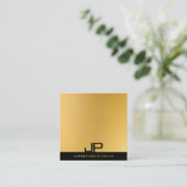 Elegant monogram zwart en gouden moderne Sjabloon Vierkante Visitekaartje (Staand voorkant)