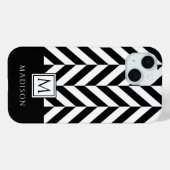 Elegant Monogram Zwart en Wit Case-Mate iPhone Case (Achterkant (horizontaal))