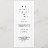 Elegant Monogram Zwart en Wit Huwelijk Programma (Voorkant)
