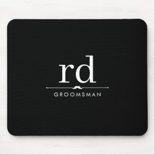 Elegant Monogram Zwart en Wit Huwelijkscadeau voor Muismat