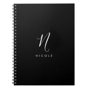 Elegant Monogram Zwart en Wit Notitieboek