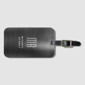 Elegant Monogram zwart geborsteld metaal Bagagelabel (Voorkant (horizontaal))