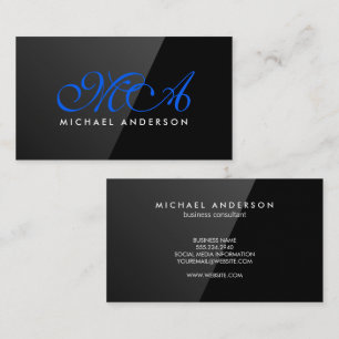 Elegant Monogram Zwart gloss Visitekaartje