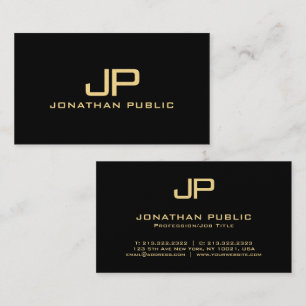 Elegant Monogram Zwart & Goud Luxe Premium Parel Visitekaartje