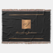 Elegant monogram zwart goud naam script modern deken (Voorkant)
