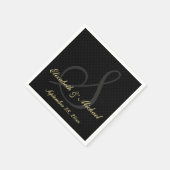 Elegant Monogram Zwart Gouden Bruiloft Papier Serv Servetten (Hoek)