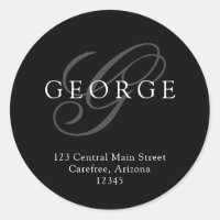 Elegant Monogram zwart grijs adres